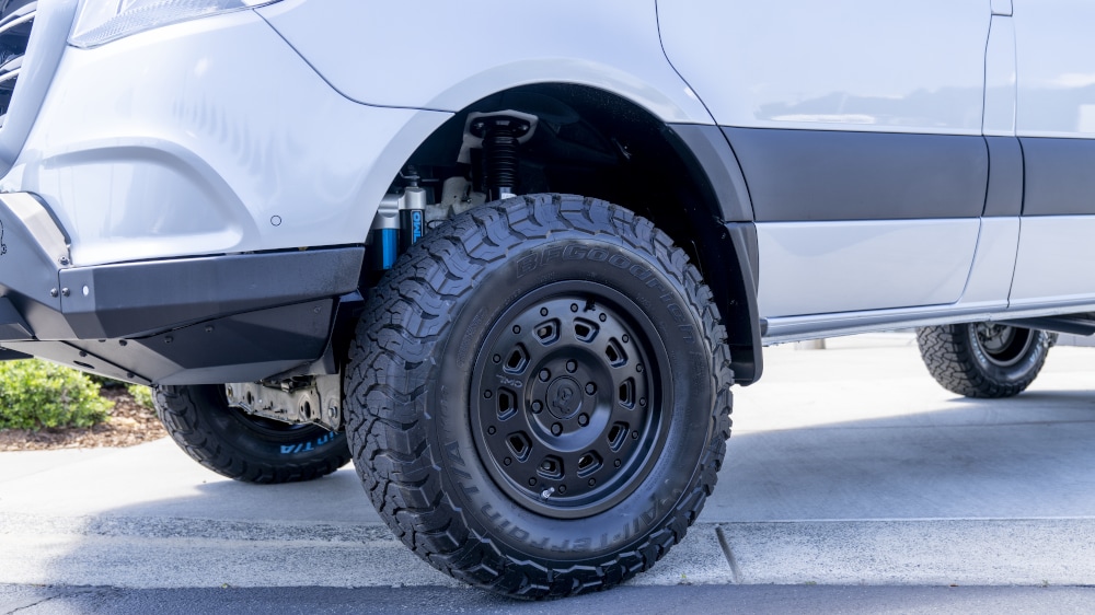 Agile Off-Road Overlander HD wheel installed on Mercedes-Benz Sprinter van