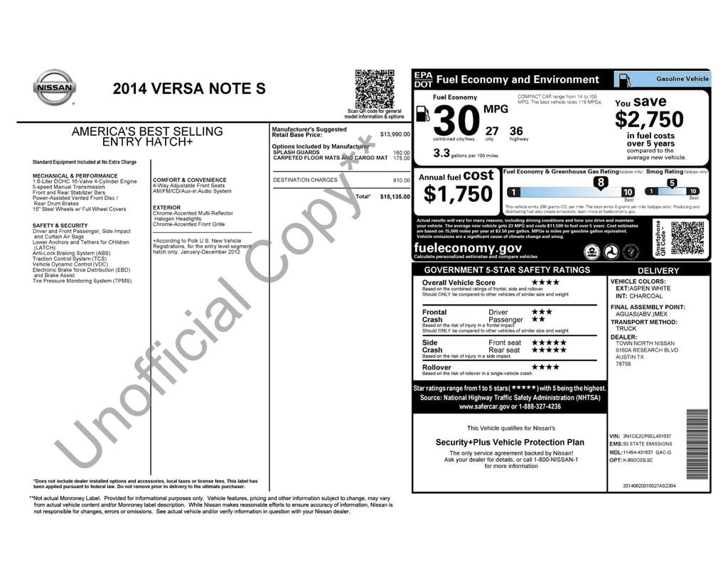 Used 2014 Nissan Versa Note S with VIN 3N1CE2CP8EL431637 for sale in Austin, TX