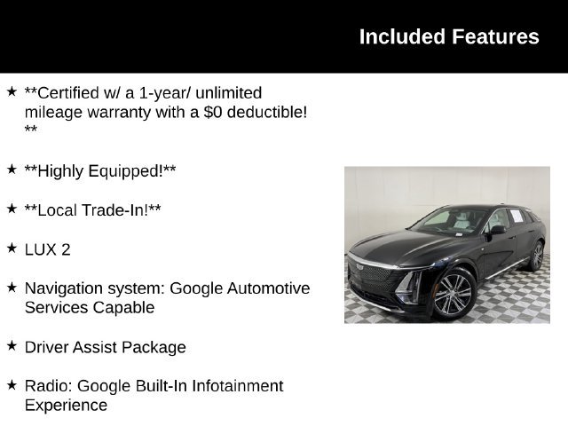 Certified 2024 CADILLAC LYRIQ Luxury 2 SUV