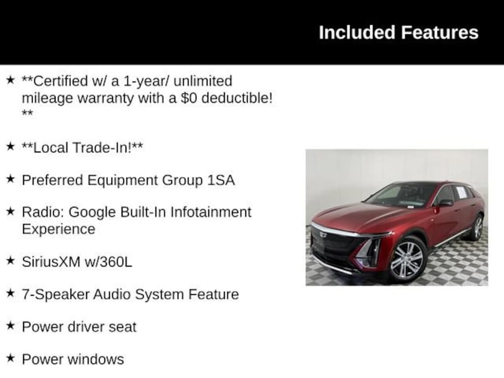 Certified 2024 CADILLAC LYRIQ Tech SUV