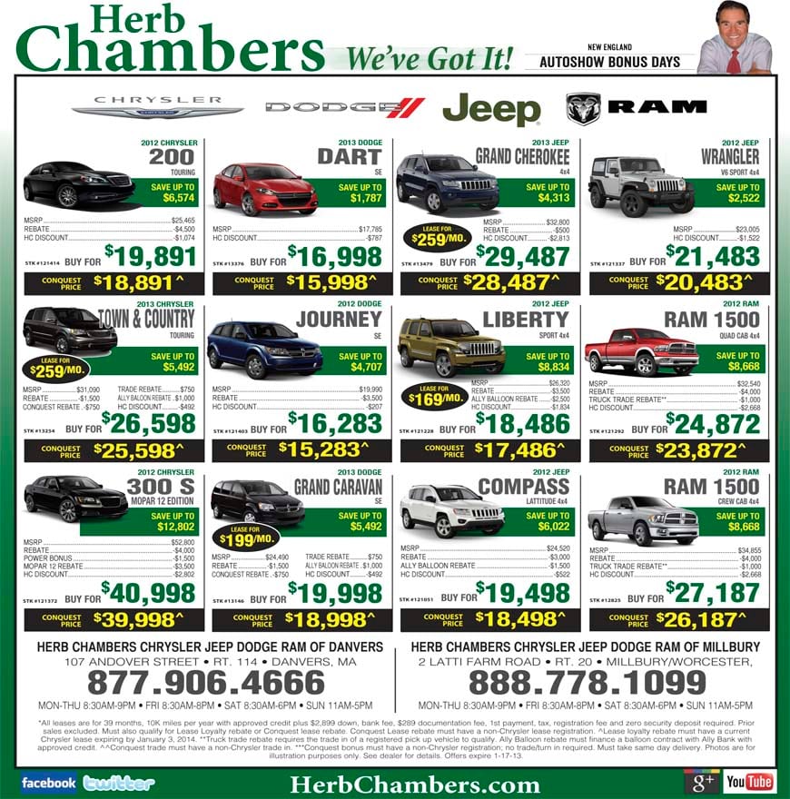 Herb Chambers Specials Herb Chambers Chrysler Dodge Jeep RAM FIAT of