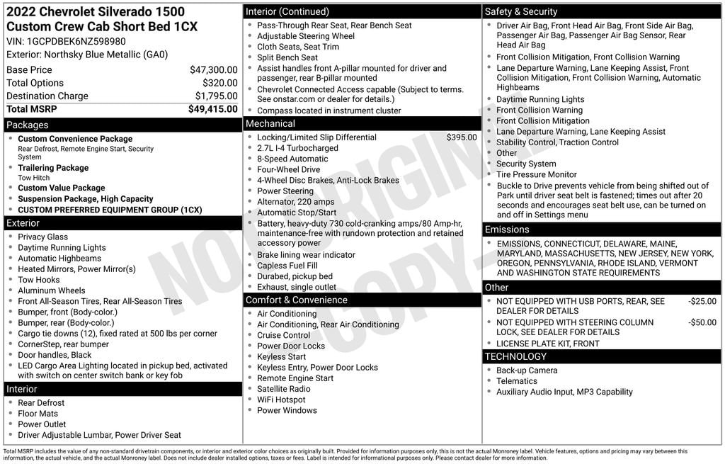 Used 2022 Chevrolet Silverado 1500 Custom Truck