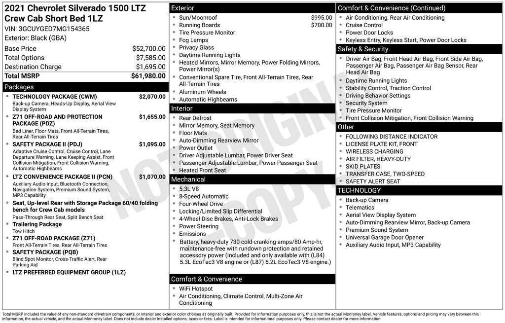 Used 2021 Chevrolet Silverado 1500 LTZ Truck