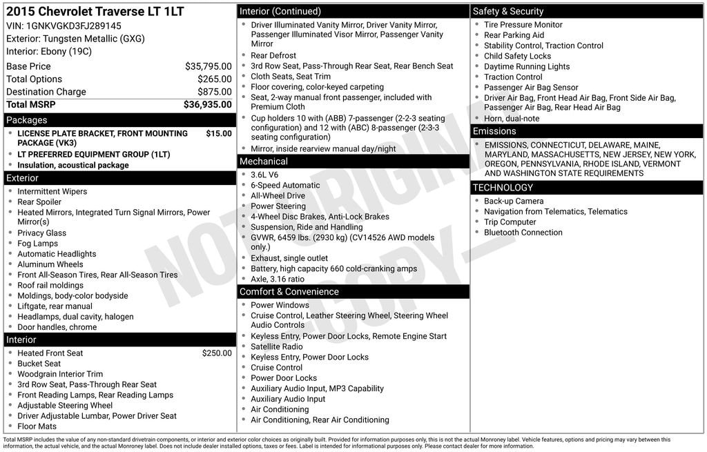 Used 2015 Chevrolet Traverse LT SUV
