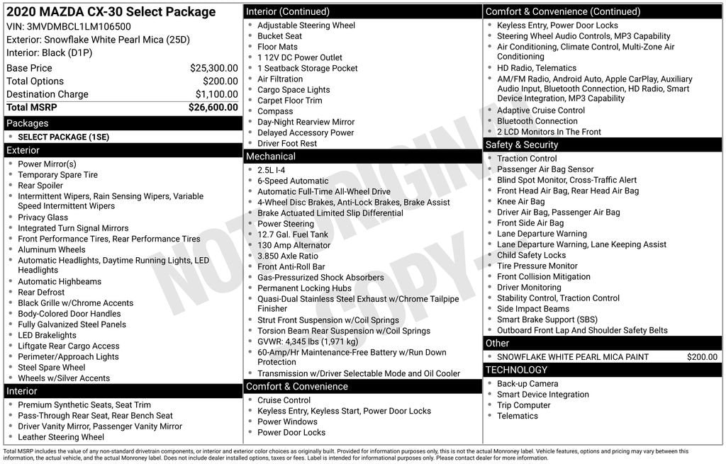 Used 2020 Mazda CX-30 Select Package