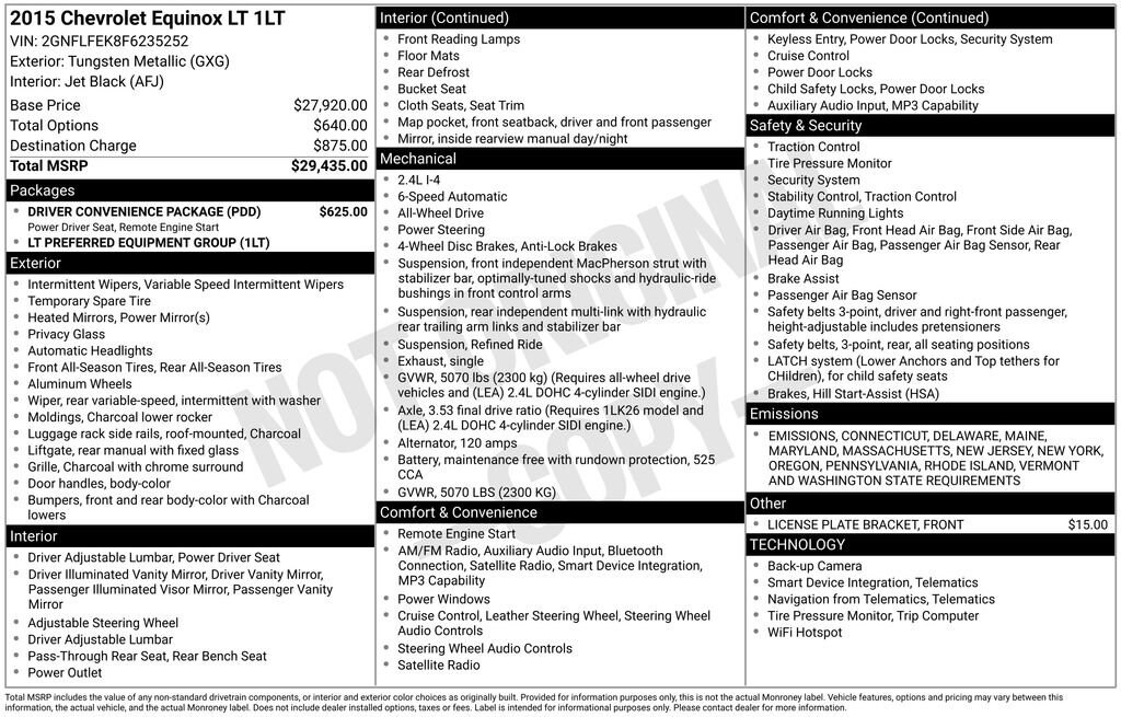 Used 2015 Chevrolet Equinox LT SUV