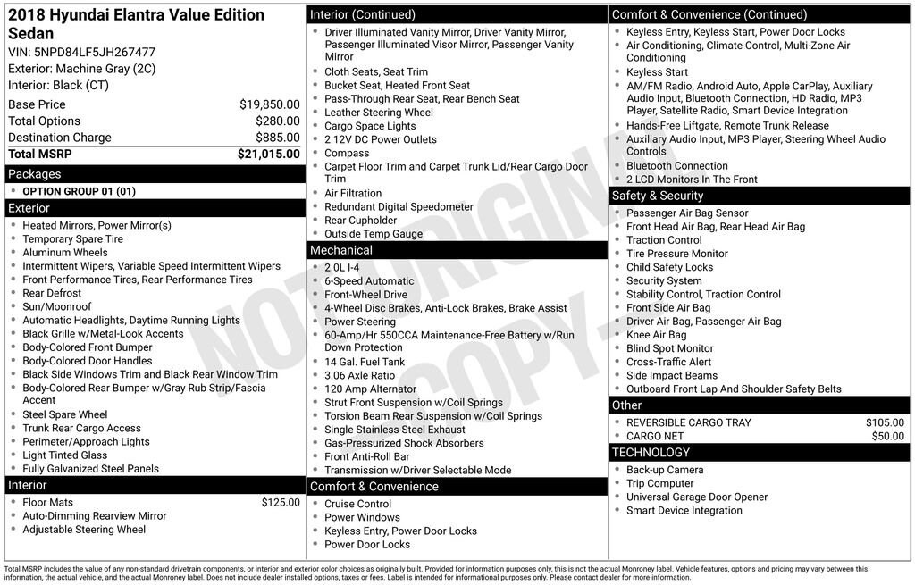 Used 2018 Hyundai Elantra Value Edition Sedan