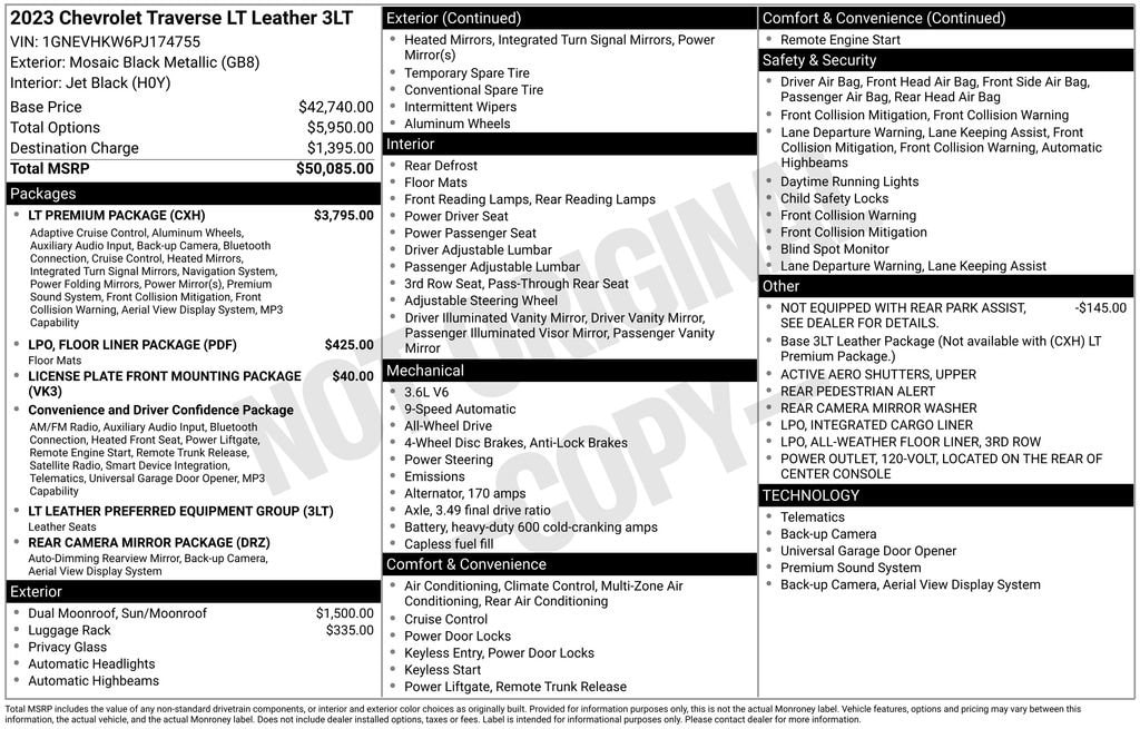 2023 Chevrolet Traverse 3LT's photo