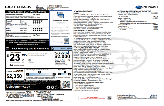 Certified 2024 Subaru Outback Wilderness SUV
