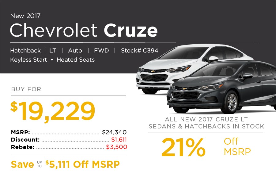 New Chevrolet Cruze Hatchback Special Offer