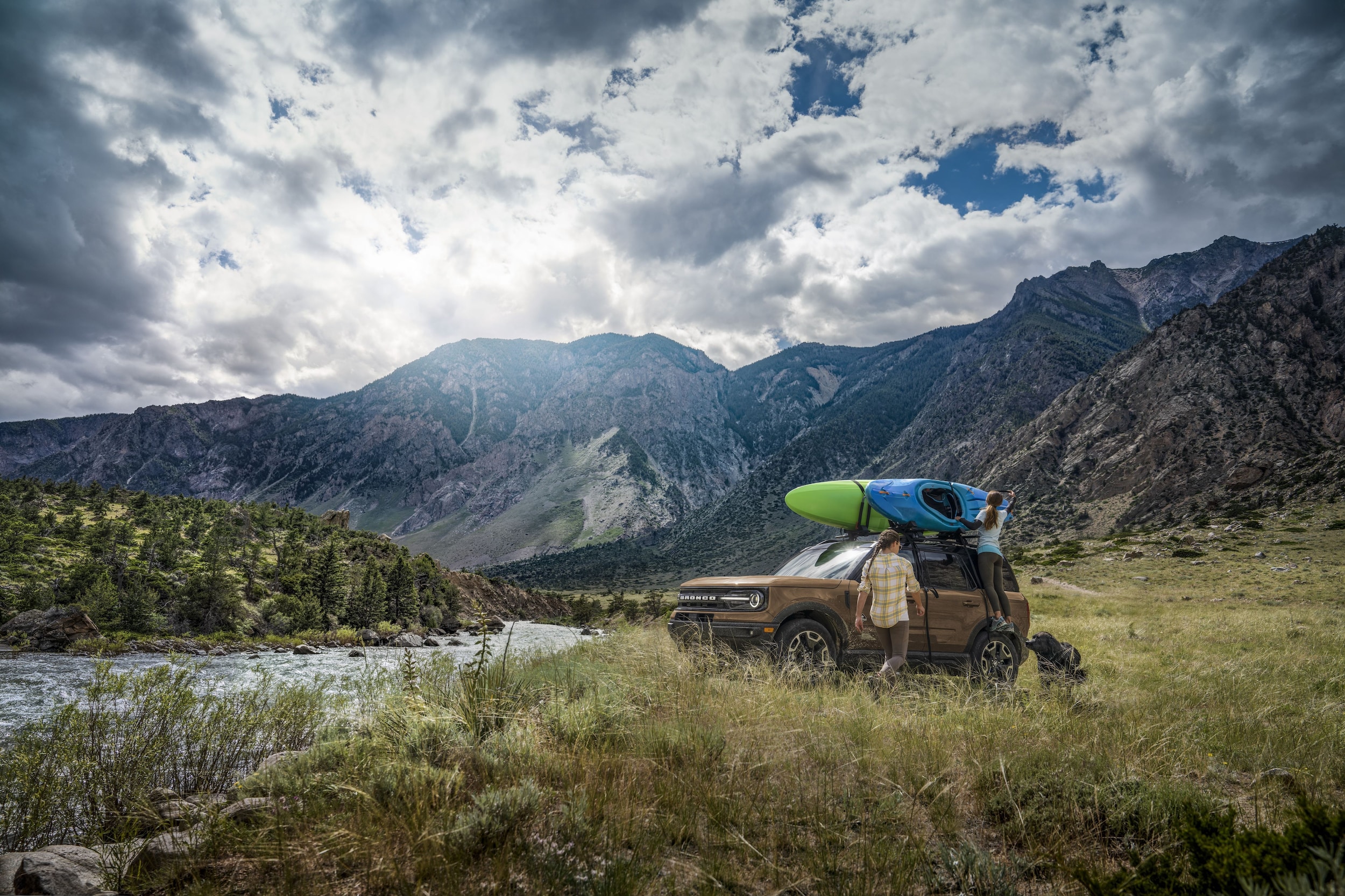 2023 Bronco Sport with kayaks on roof racks