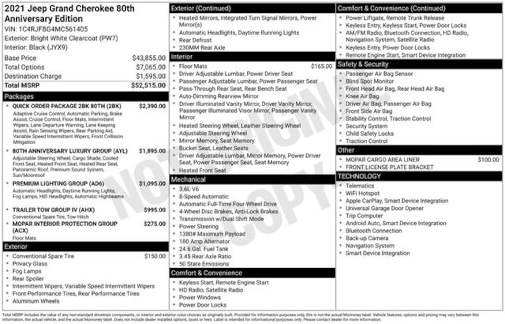 Certified 2021 Jeep Grand Cherokee 80th Anniversary Edition SUV