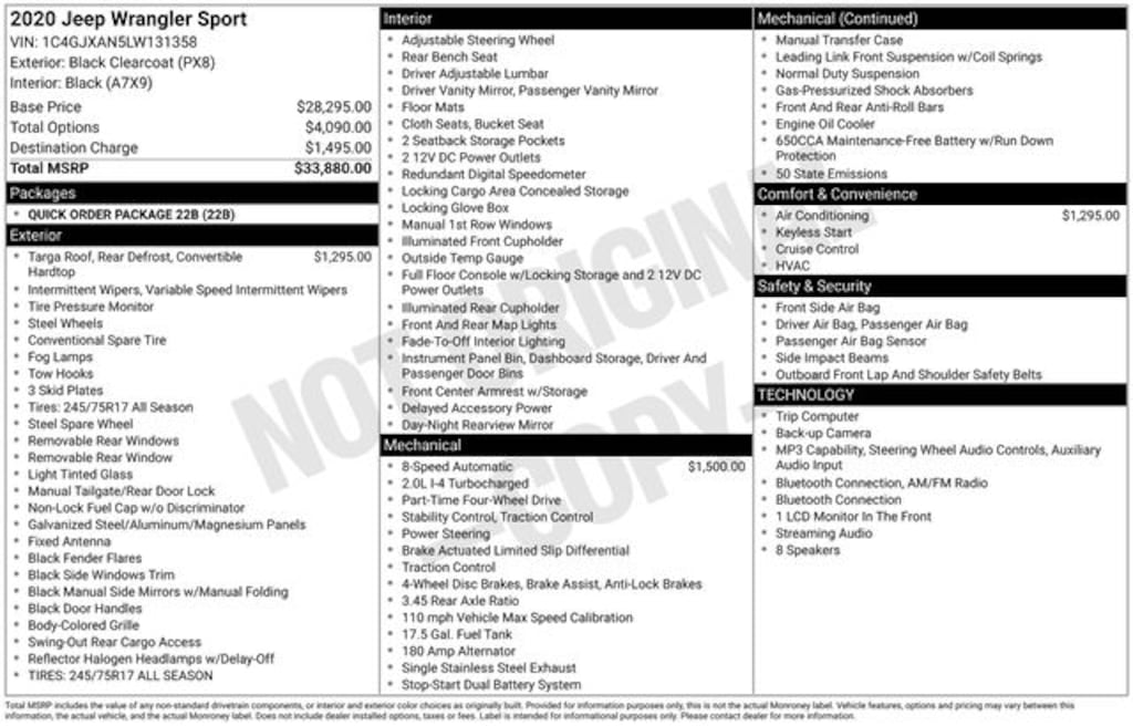 Used 2020 Jeep Wrangler Sport SUV