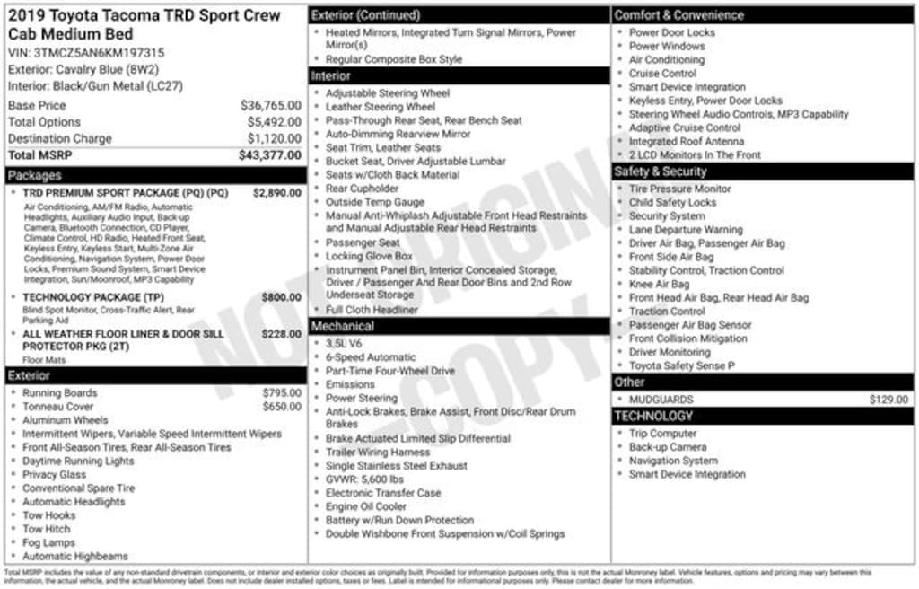 Certified 2019 Toyota Tacoma TRD Sport Truck
