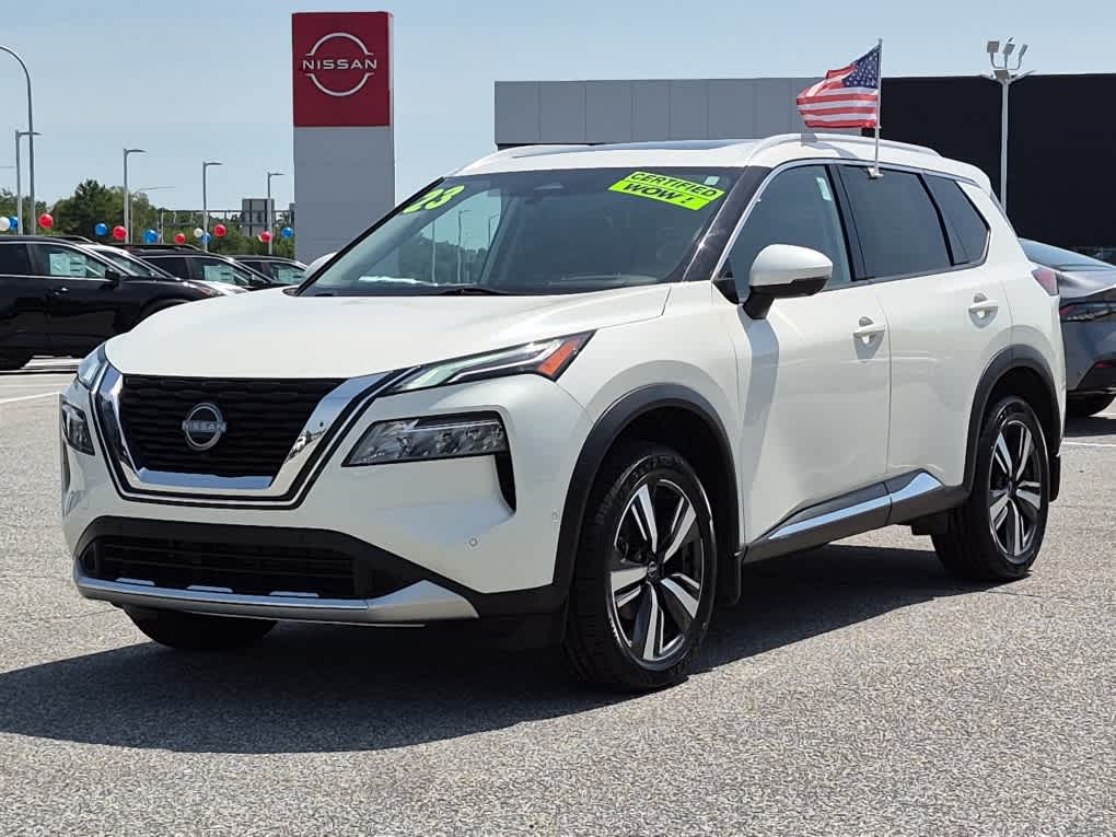 Pearl White Tricoat 2023 Nissan Rogue SUV / Crossover All-Wheel Drive Continuously Variable Transmission