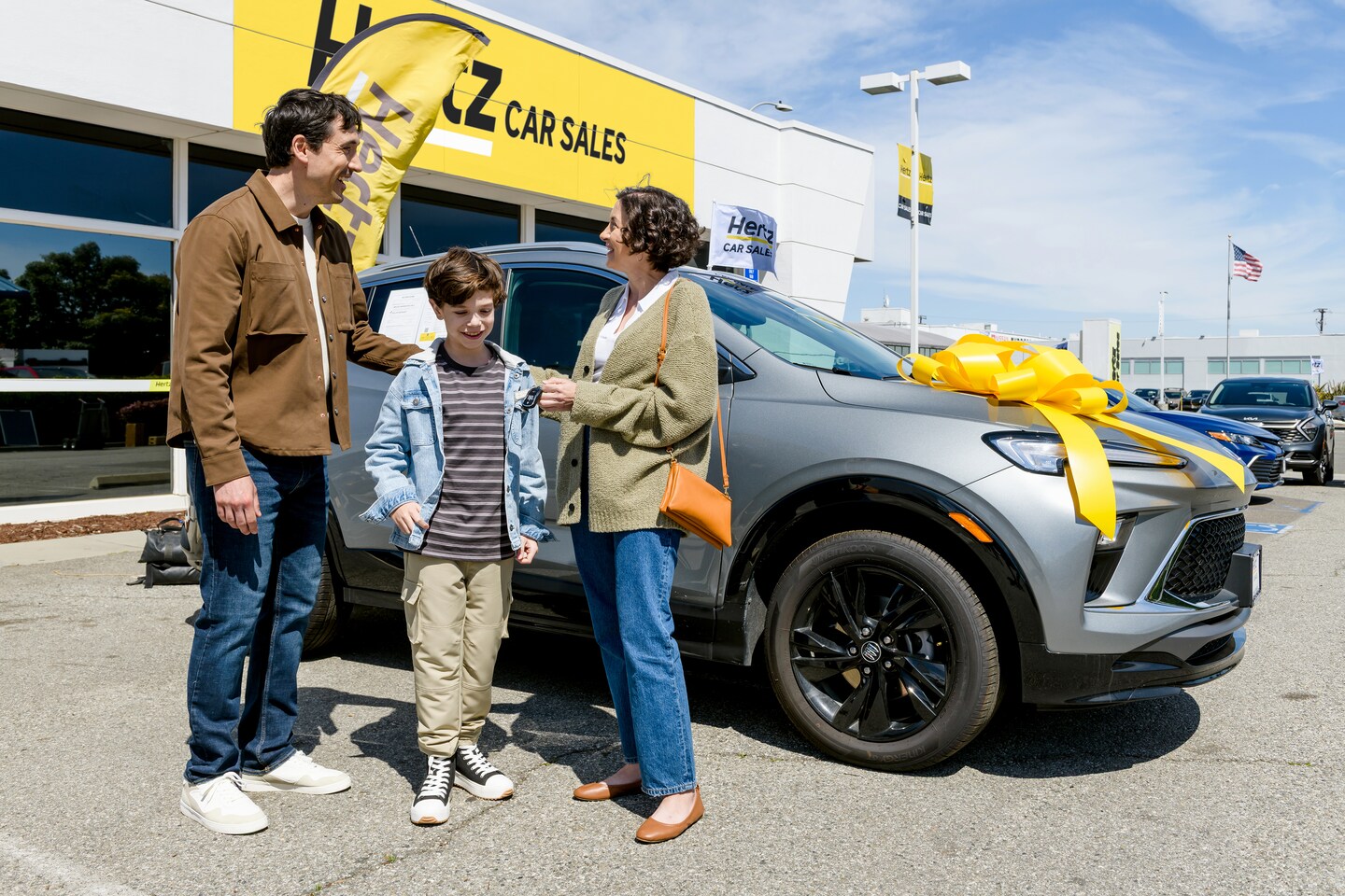 Family riding in vehicle