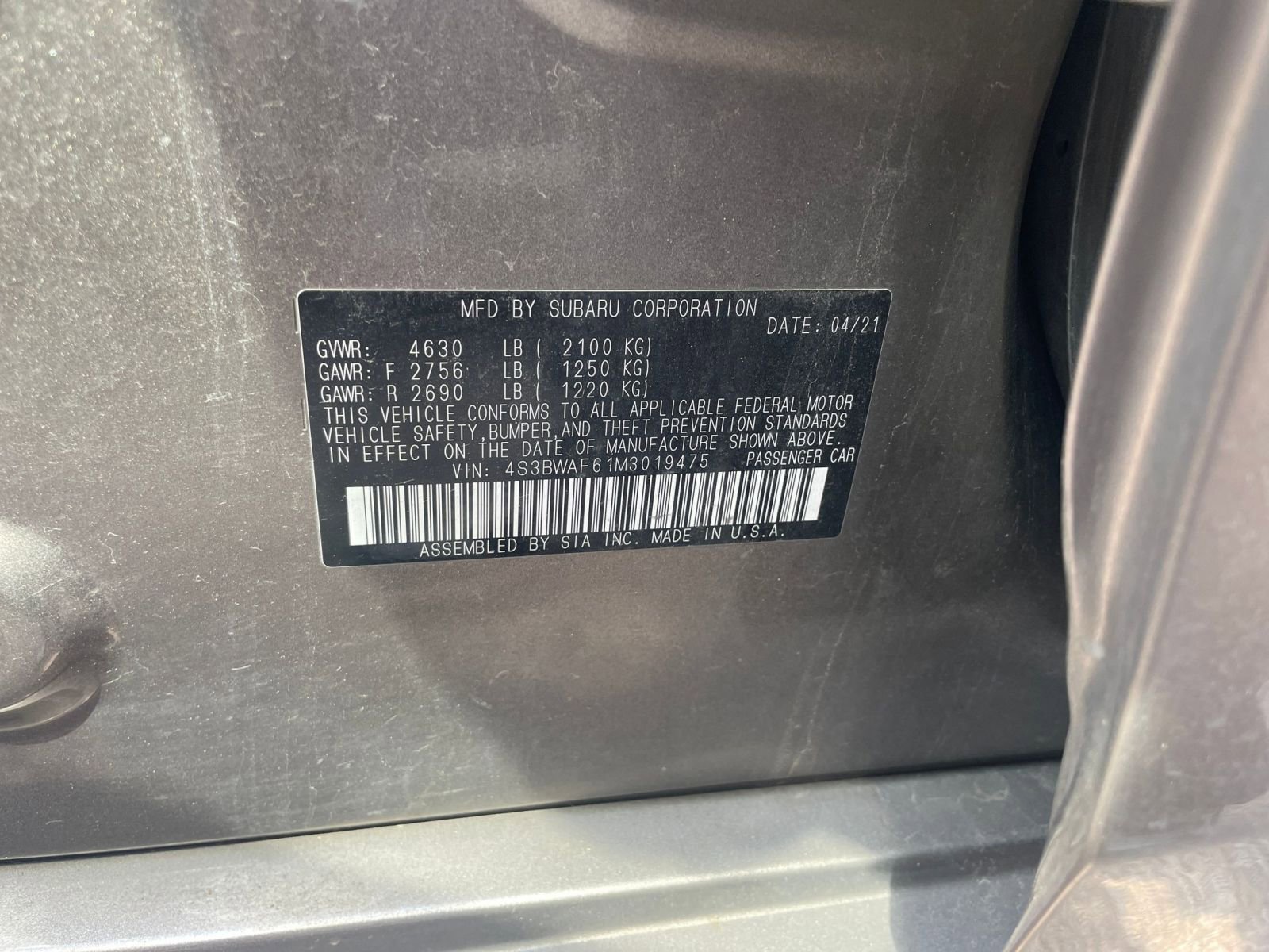 2021 Subaru Legacy Premium 29