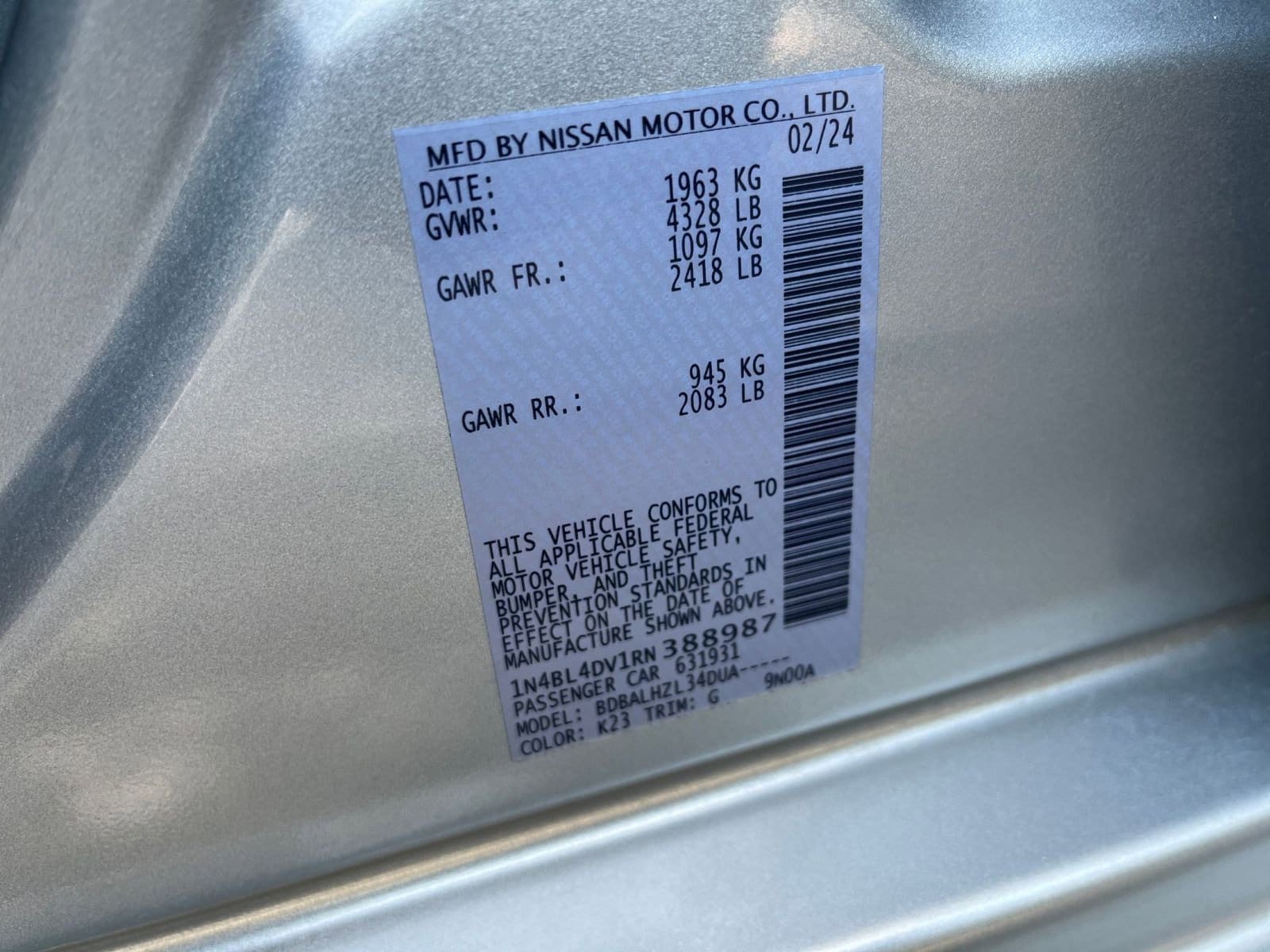 2024 Nissan Altima SV 23