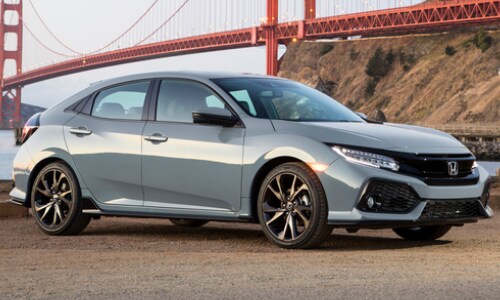 2020 Honda Civic parked sandy gravel bay water golden gate bridge