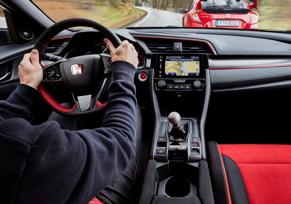 A peak at the interior design of the new 2020 Honda Civic Type R from the back seat