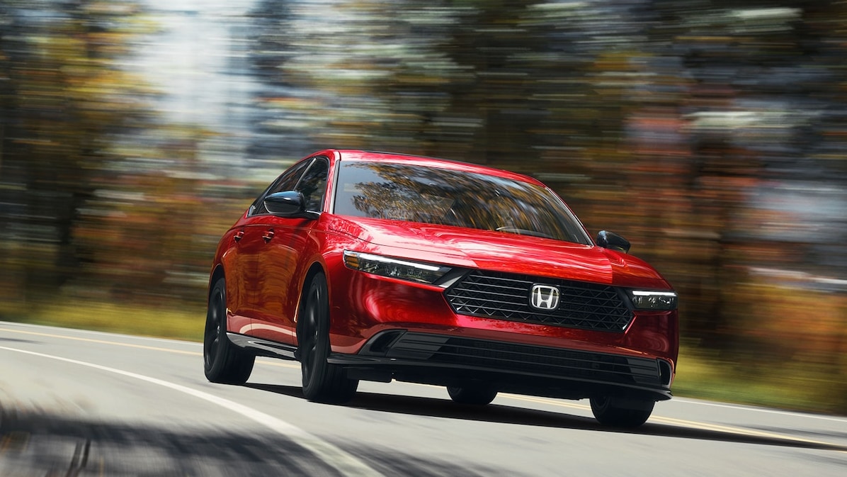 Honda Accord Hybrid sedan in metallic red