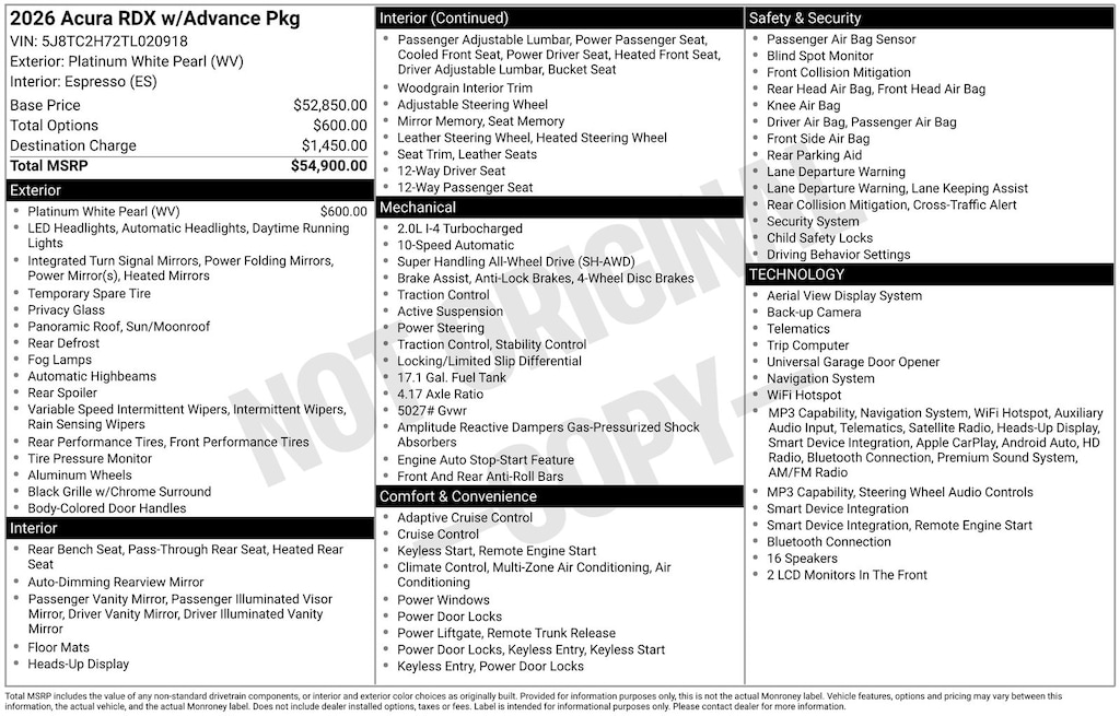 New 2026 Acura RDX w/Advance Package SUV