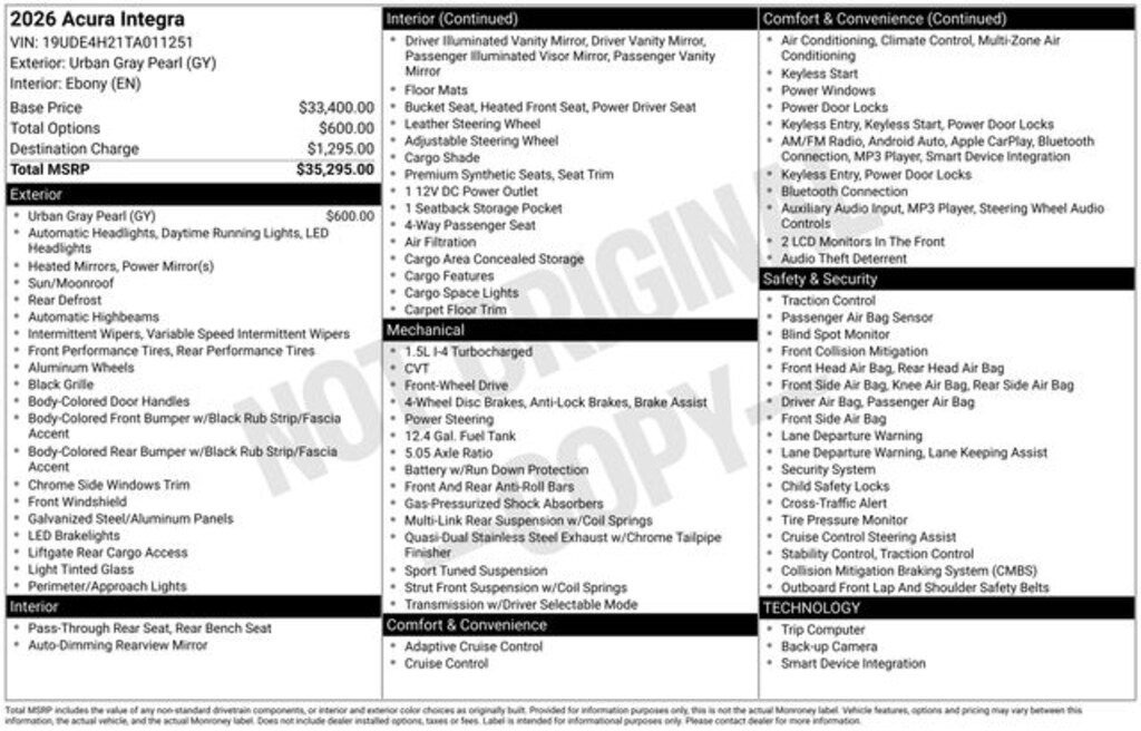 New 2026 Acura Integra Hatchback