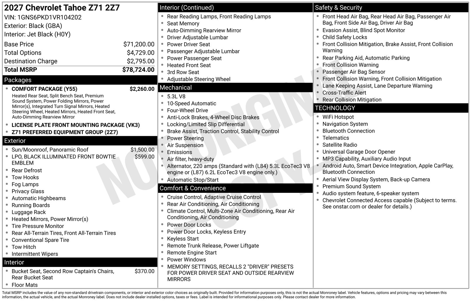 New 2027 Chevrolet Tahoe Z71 SUV