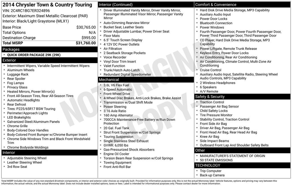 Used 2014 Chrysler Town & Country Touring Minivan/Van