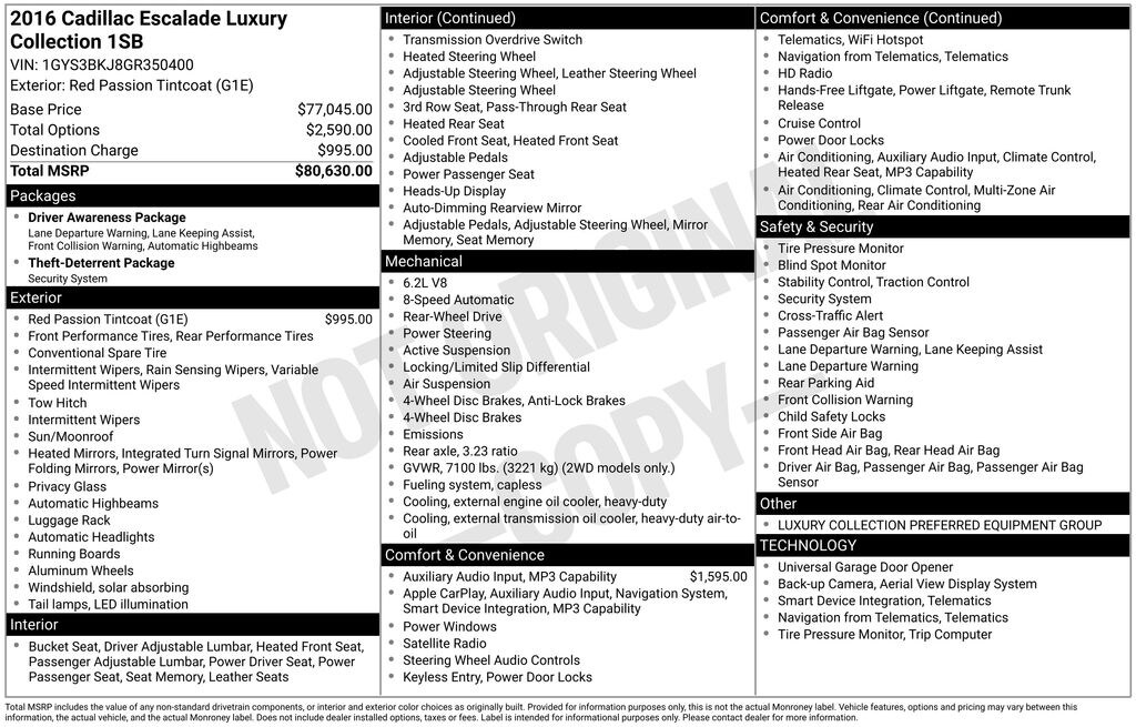 Used 2016 CADILLAC Escalade Luxury SUV