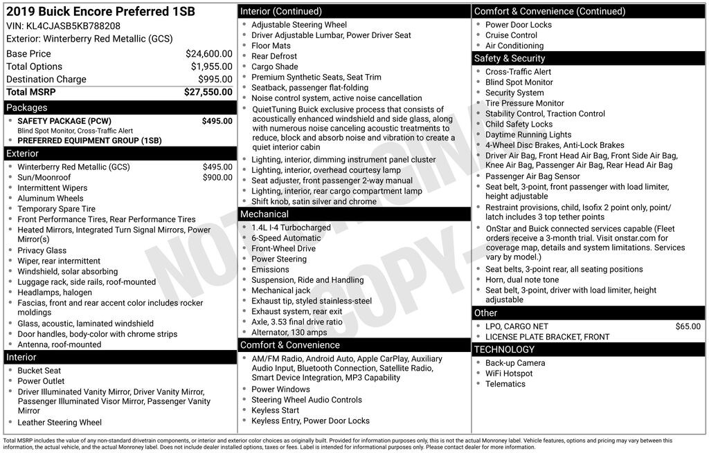 Used 2019 Buick Encore Preferred SUV