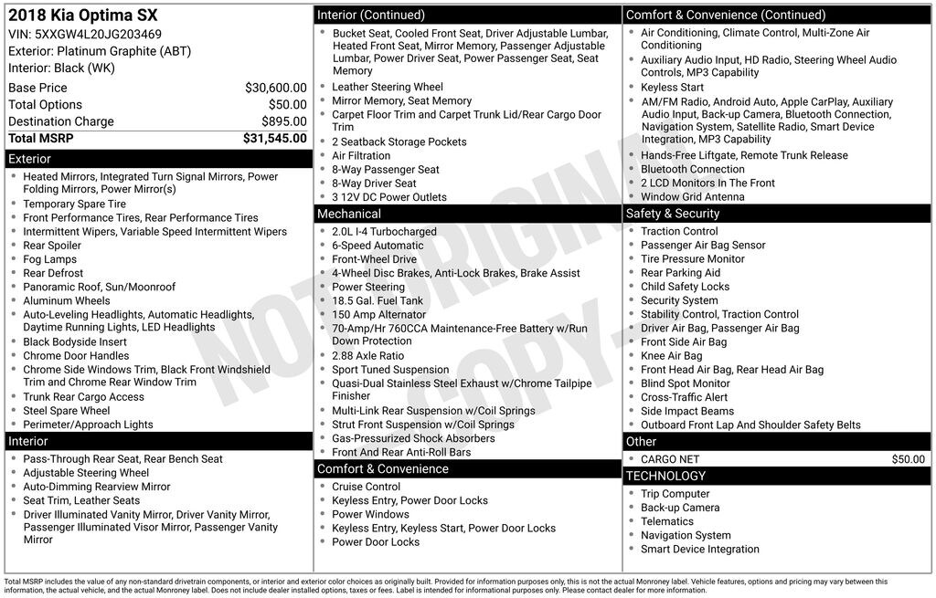 Used 2018 Kia Optima SX Sedan