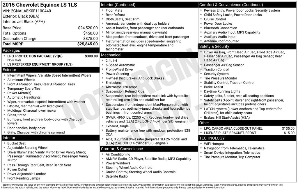 Used 2015 Chevrolet Equinox LS SUV