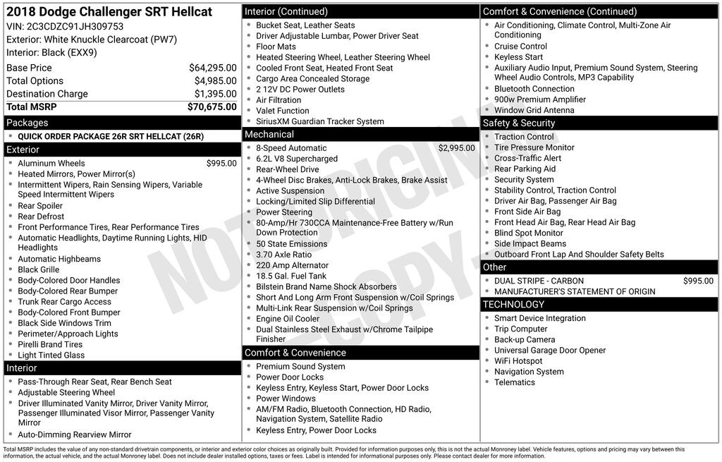 Used 2018 Dodge Challenger SRT Hellcat Coupe