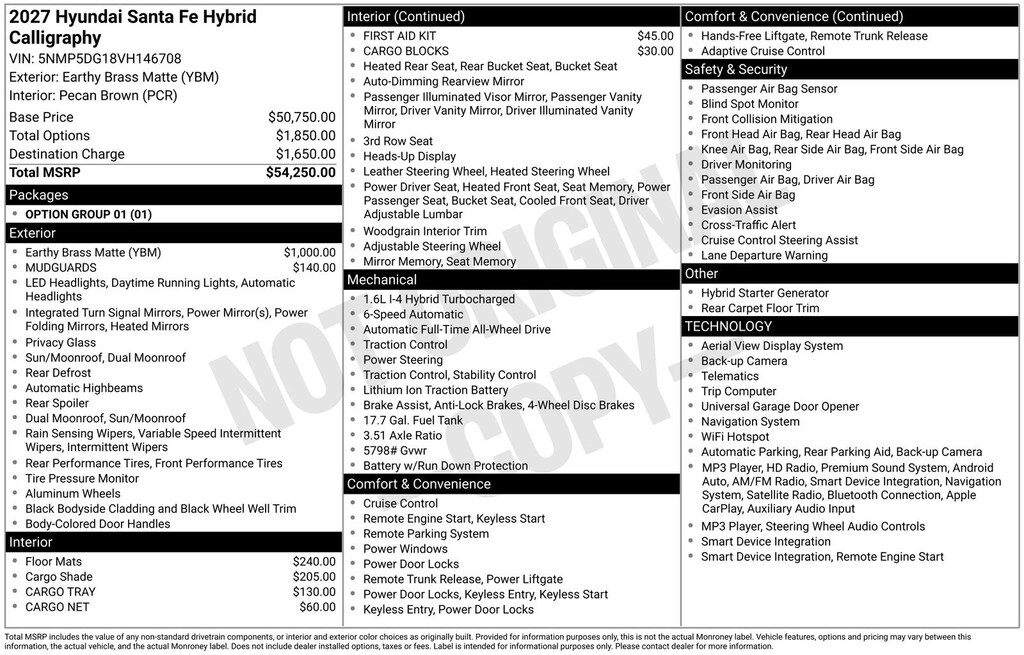 New 2027 Hyundai Santa Fe Hybrid Calligraphy SUV
