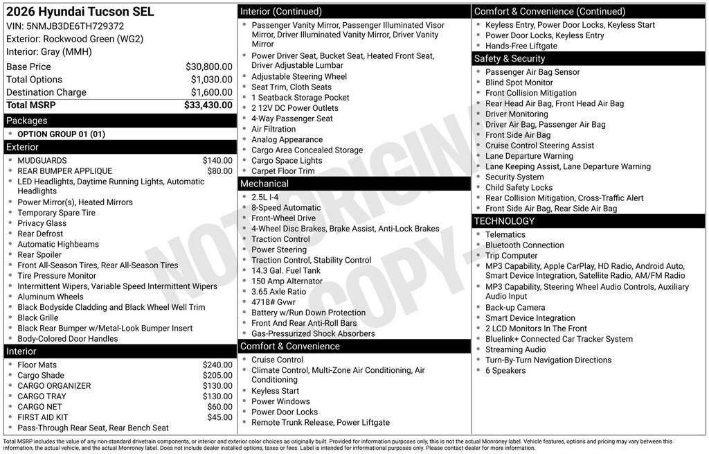 New 2026 Hyundai Tucson SEL SUV