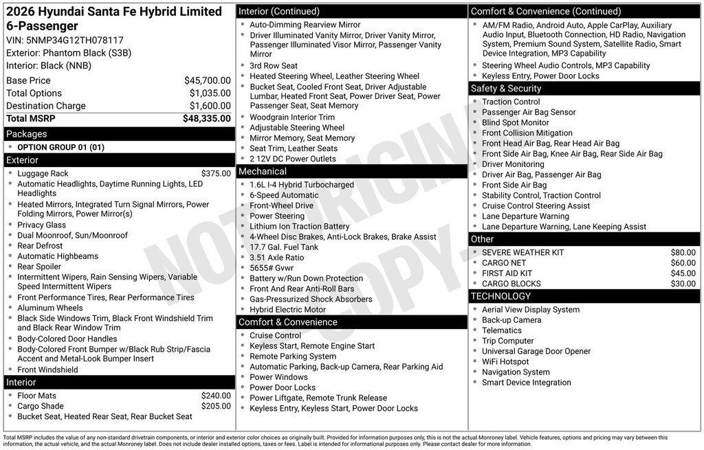New 2026 Hyundai Santa Fe Hybrid Limited SUV