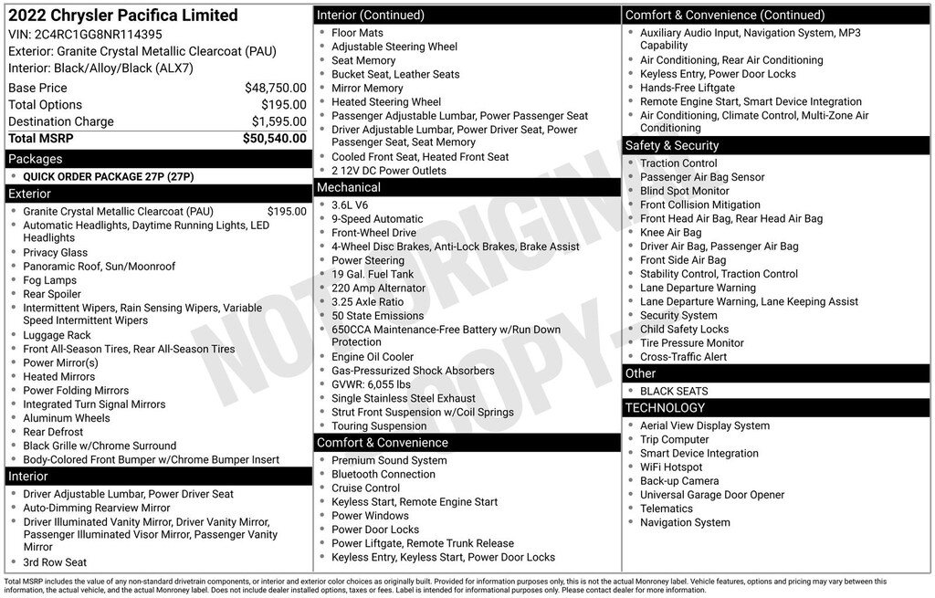 Used 2022 Chrysler Pacifica Limited Van Passenger Van