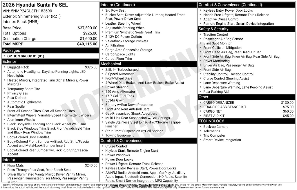 New 2026 Hyundai Santa Fe SEL SUV