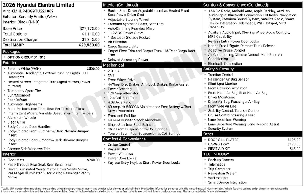 New 2026 Hyundai Elantra Limited Sedan