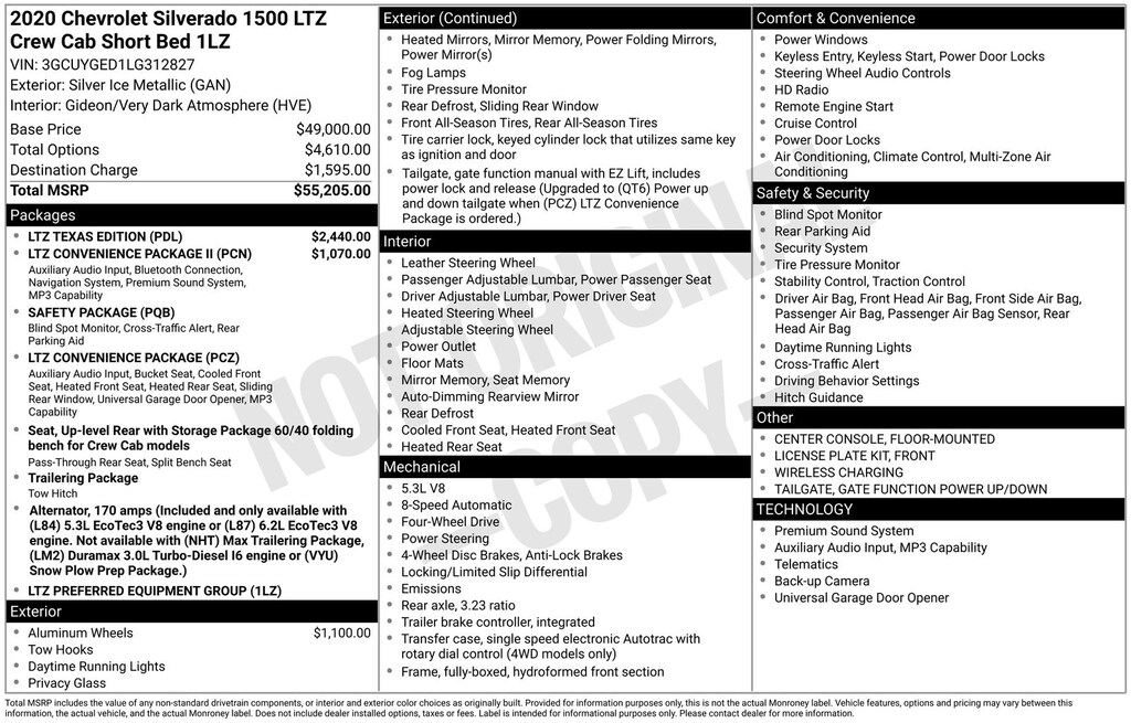 Used 2020 Chevrolet Silverado 1500 LTZ Truck Crew Cab