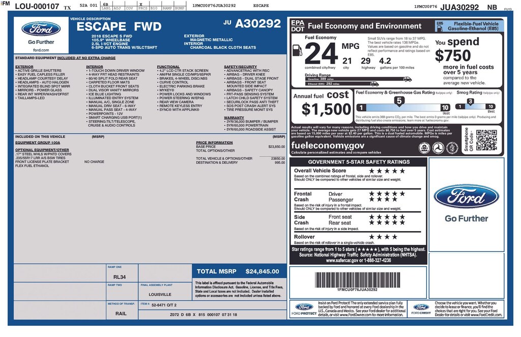 Used 2018 Ford Escape S SUV
