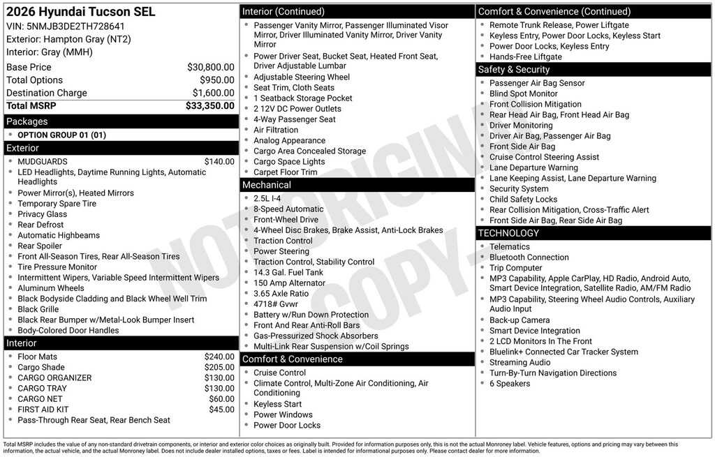 New 2026 Hyundai Tucson SEL SUV