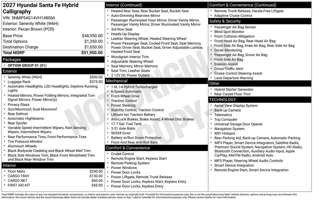 New 2027 Hyundai Santa Fe Hybrid Calligraphy SUV