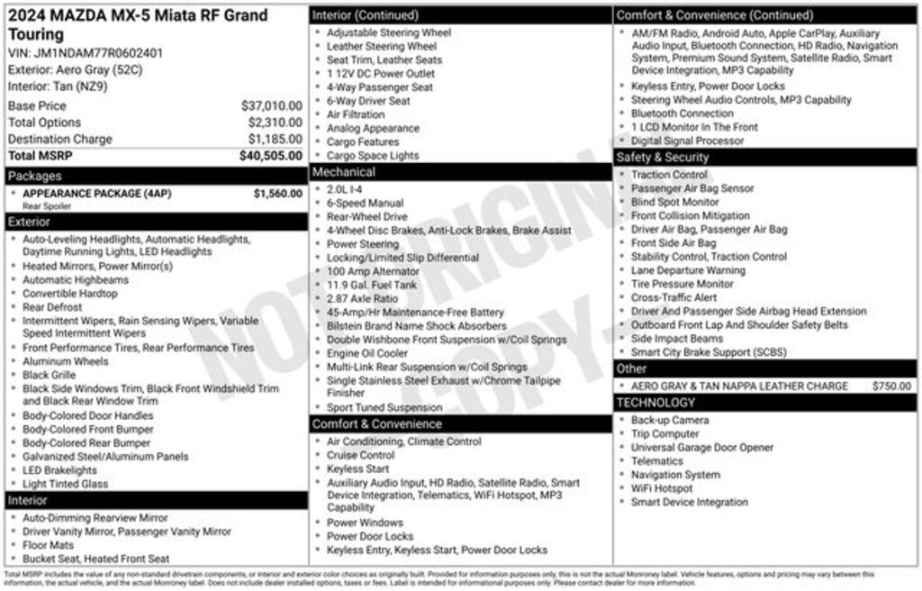 Used 2024 Mazda MX-5 Miata RF Grand Touring Convertible