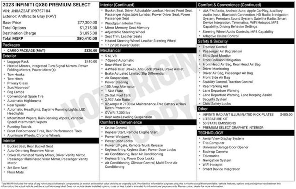 Used 2023 INFINITI QX80 PREMIUM SELECT SUV