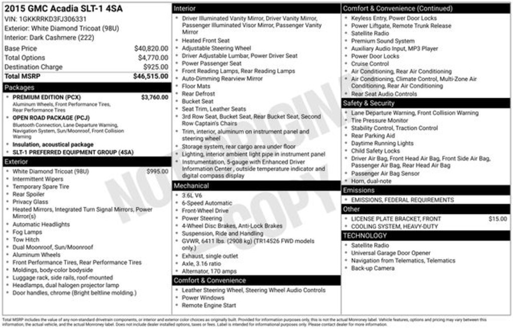 Used 2015 GMC Acadia SLT-1 SUV