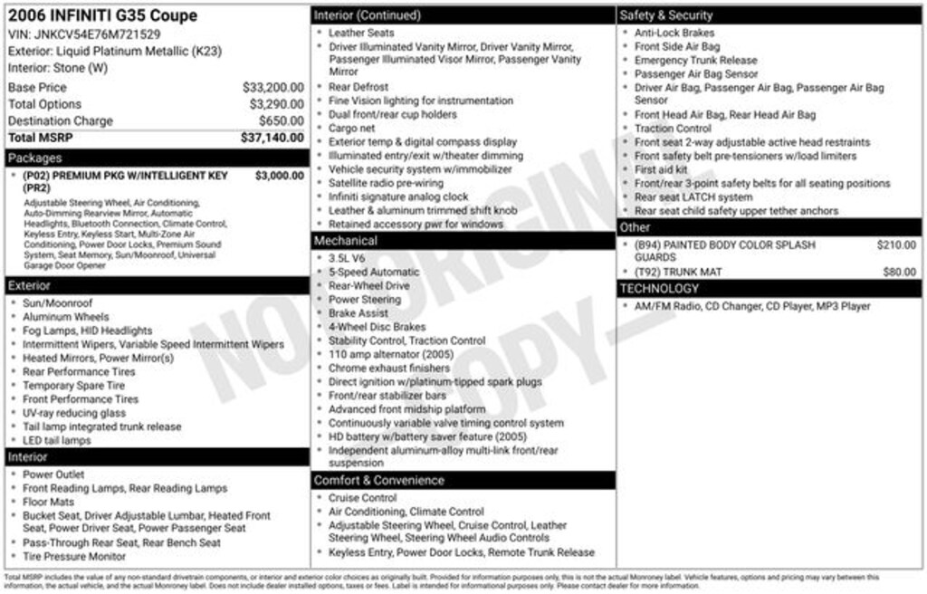 Used 2006 INFINITI G35 Base Coupe