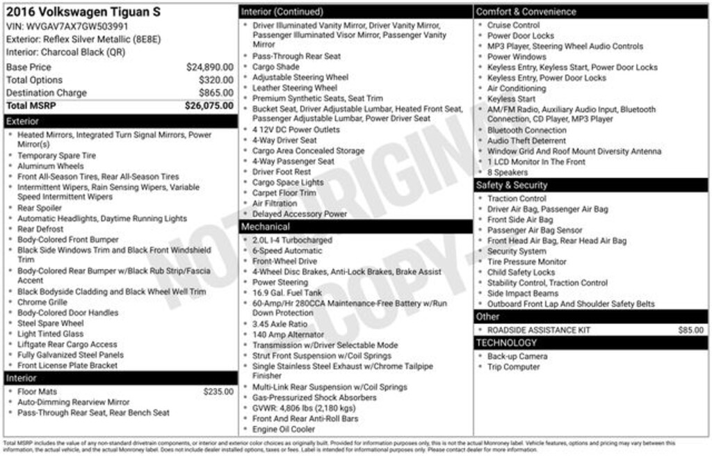 Used 2016 Volkswagen Tiguan 2.0T S Automatic SUV