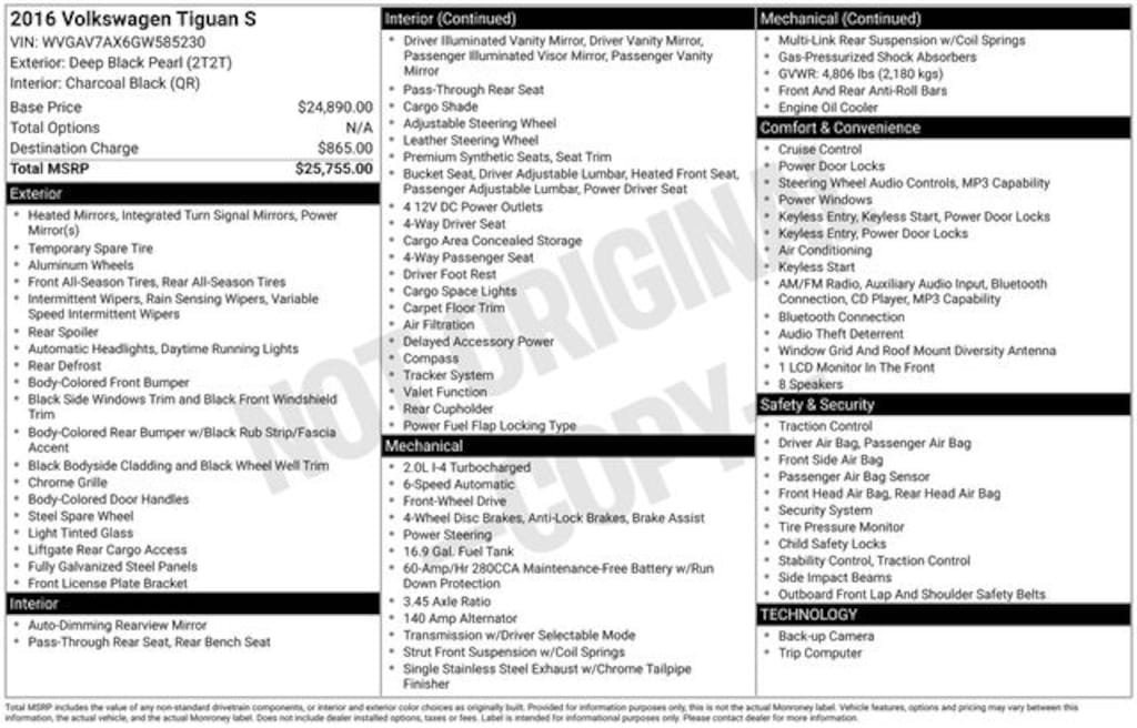 Used 2016 Volkswagen Tiguan 2.0T S Automatic SUV